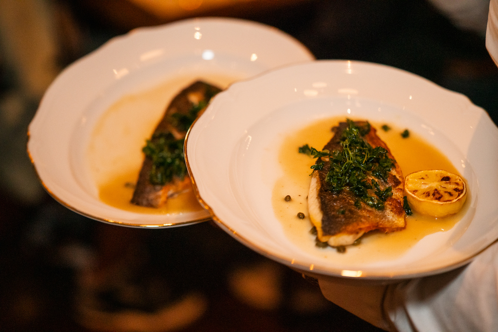 Grilled Mediterranean Sea bass with lemon and capers at Caramá at Mandalay Bay